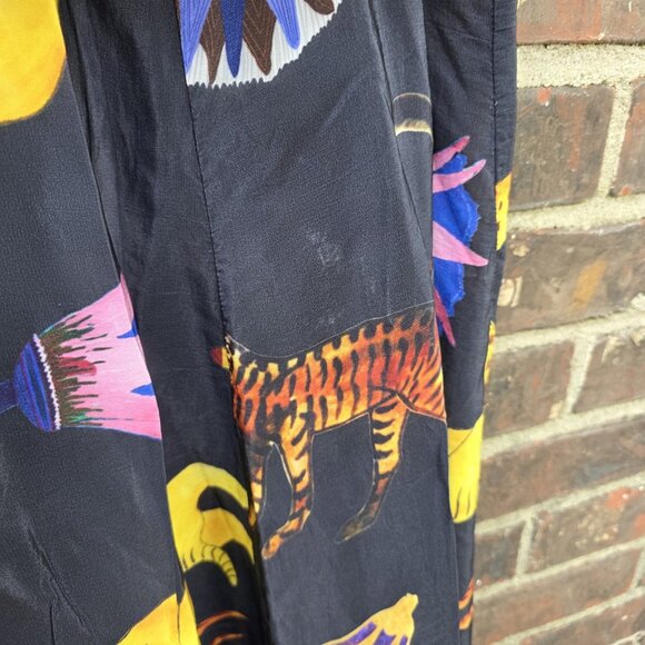 Mimi Liberte By Michael Klein Two Piece Blackk Shirt Top Set Jungle Cats Size L - Picture 9 of 14